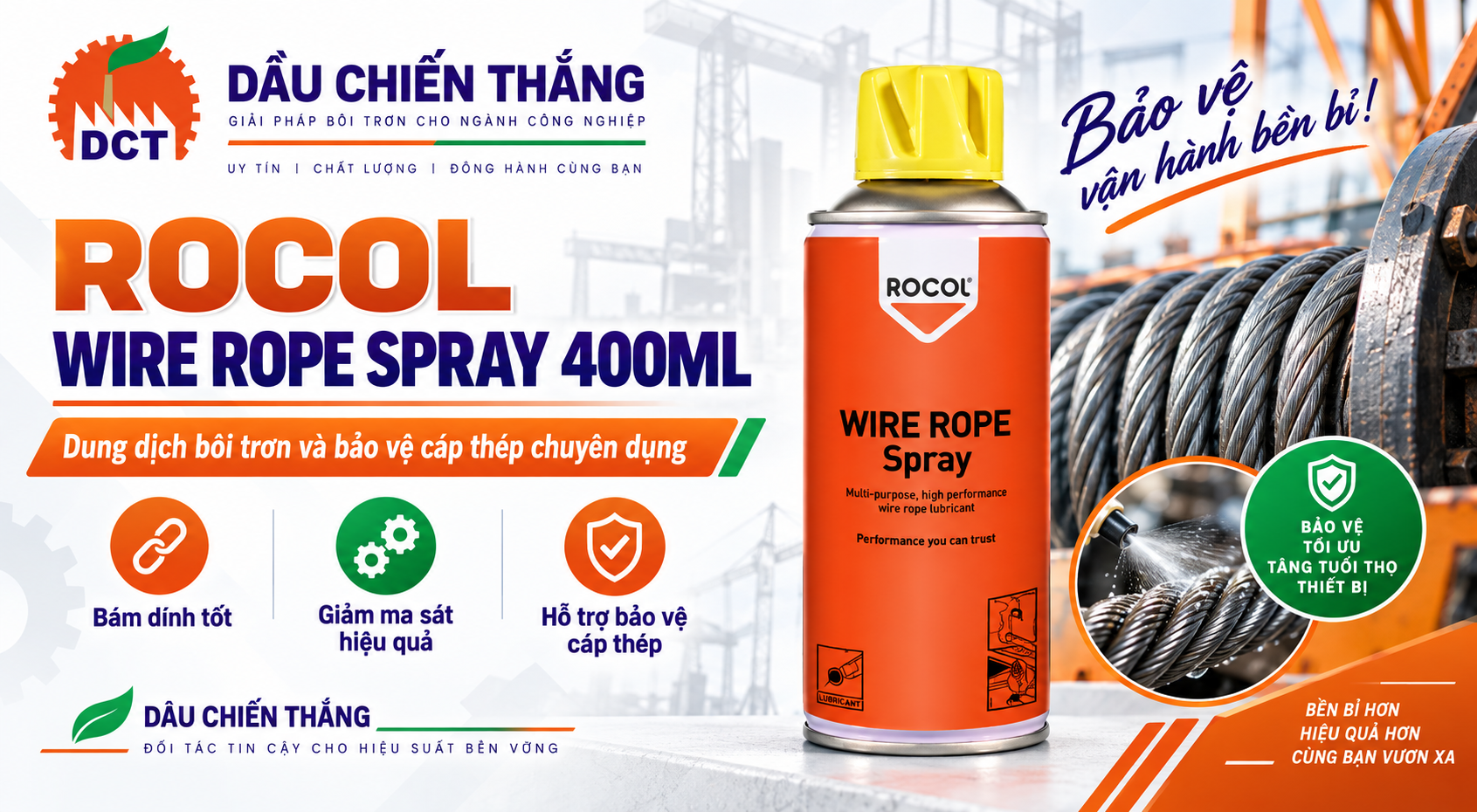 Rocol Wire Rope Spray 400ml Chính Hãng