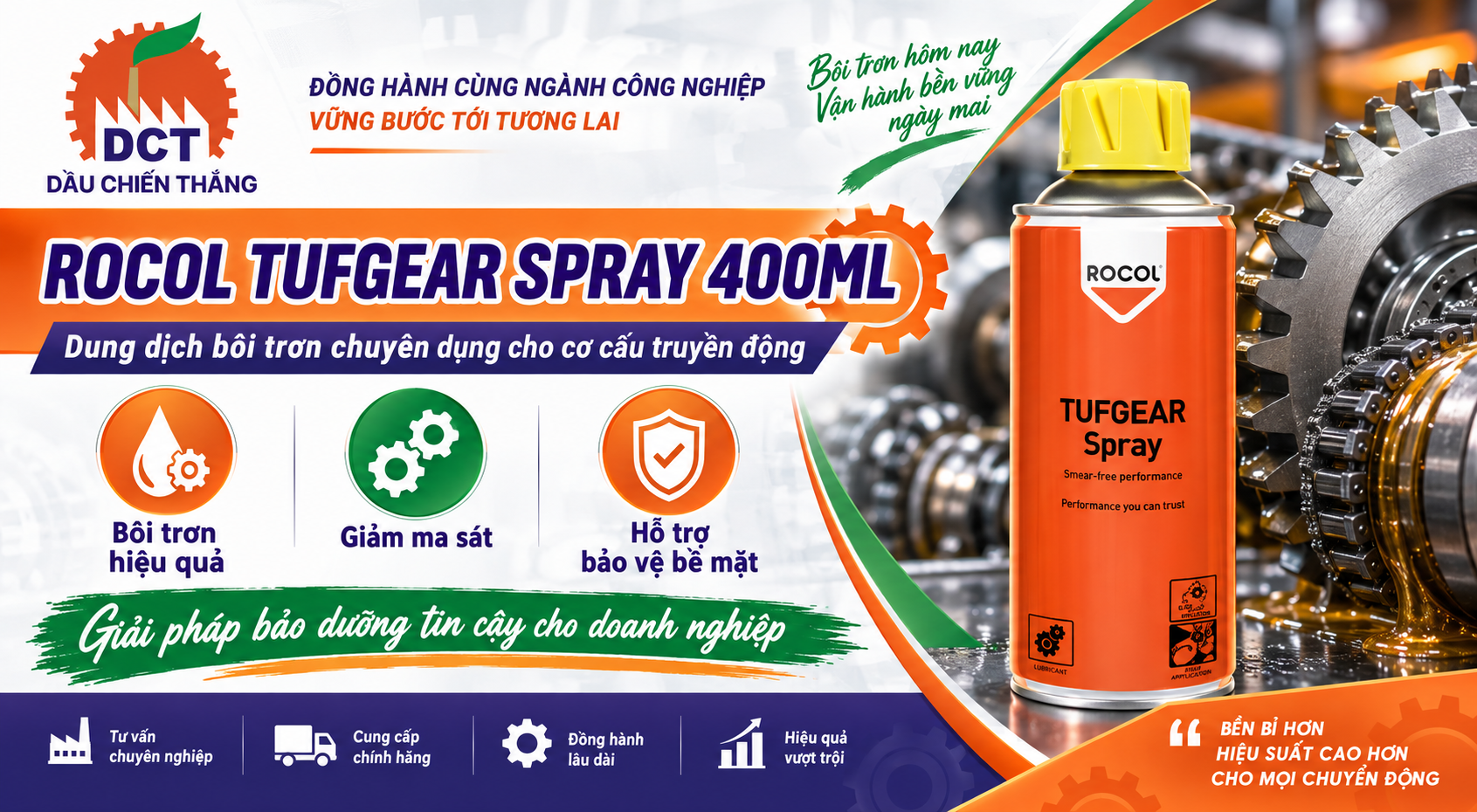 Mua Mỡ Xịt Bánh Răng Hở Rocol Tufgear Spray 400ml Chính Hãng
