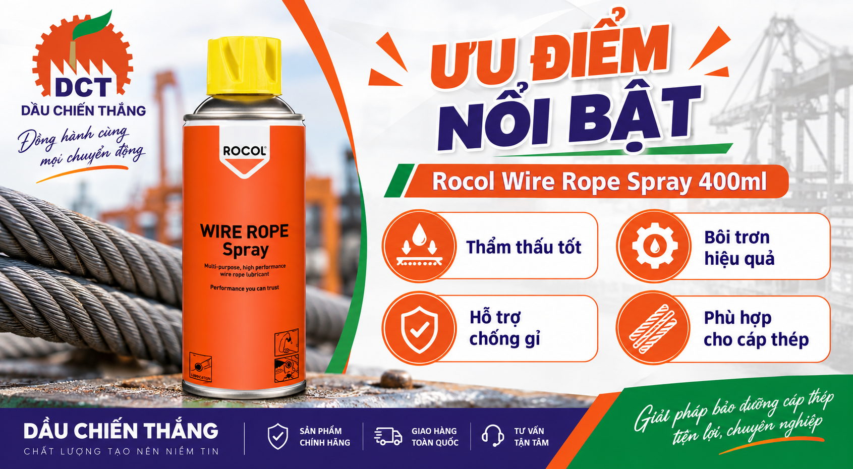 Ưu điểm của Rocol Wire Rope Spray 400ml